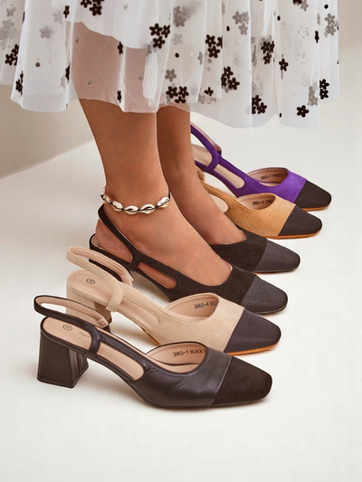 Royalfashion Дамски обувки на нисък ток с декоративен нос Eleganzo