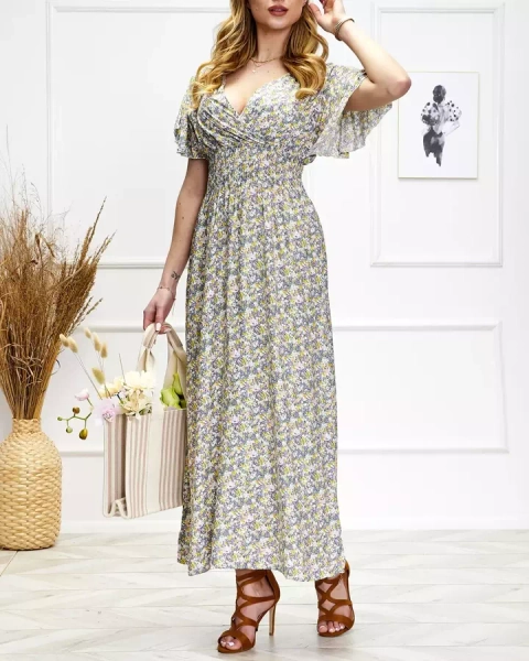 Дамска флорална миди рокля в лилаво - Облекло