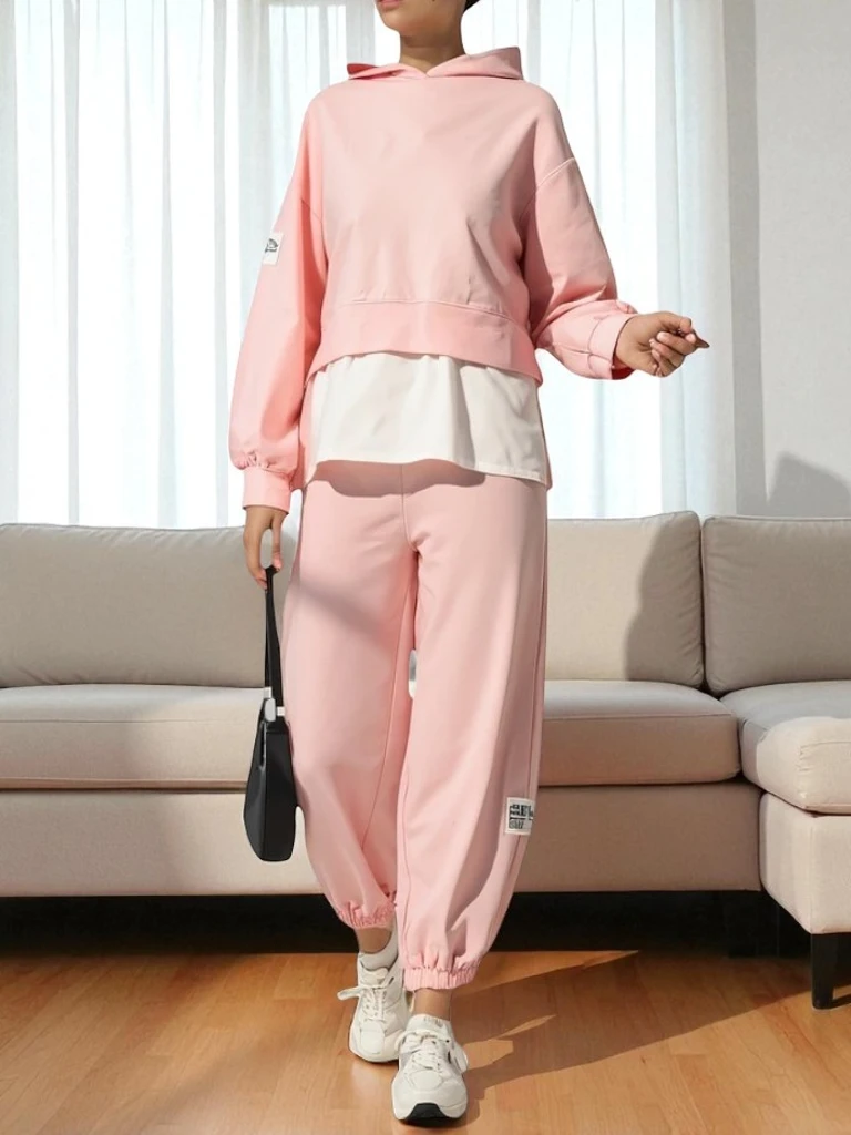 Royalfashion Дамски памучен комплект с вмъкваща се риза