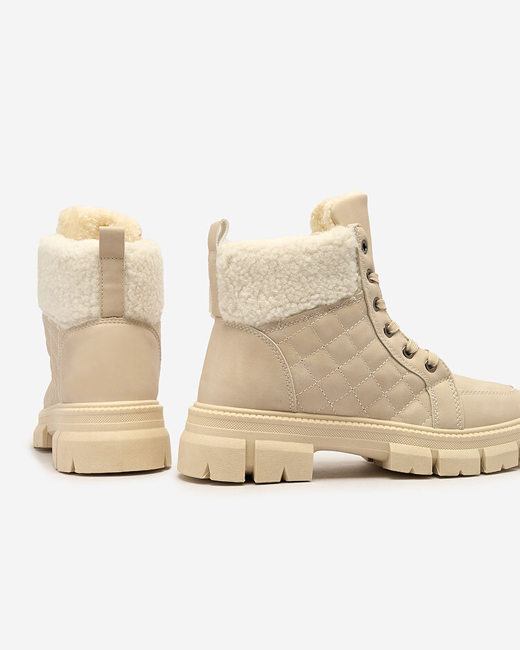 Royalfashion Бежови дамски изолирани ботуши Hogenaf