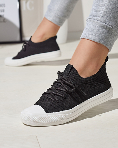 Royalfashion Черни дамски маратонки Manfer с ребро