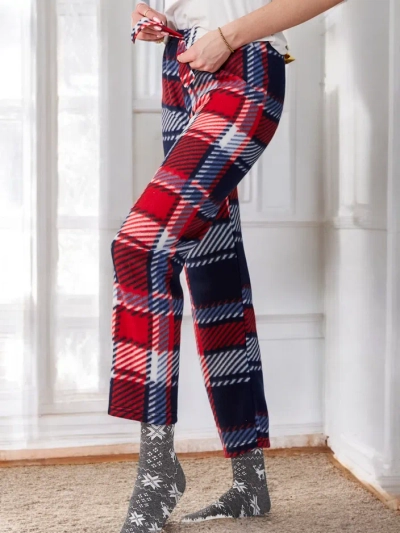 Royalfashion Памучни коледни дамски панталони от каре пижами