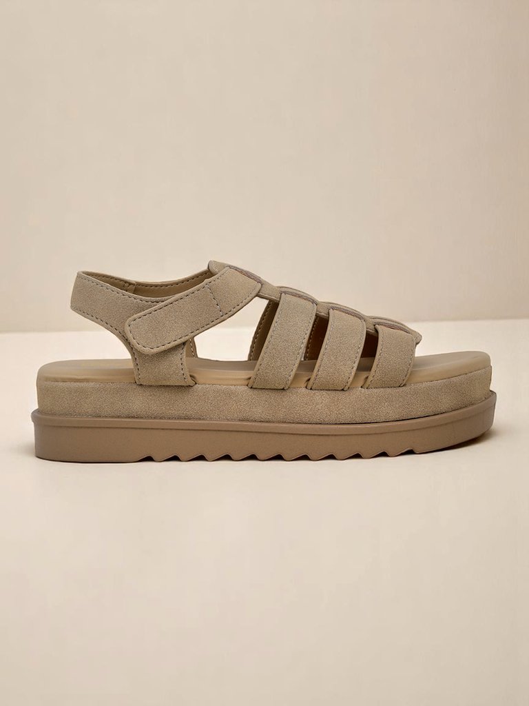 Дамски сандали Royalfashion Helena Classico платформа светлокафяви