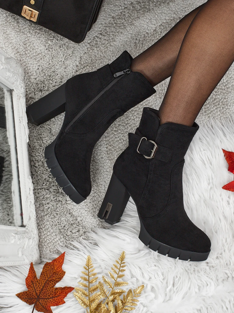 Дамски еко велурени боти до глезена на ток Liravie