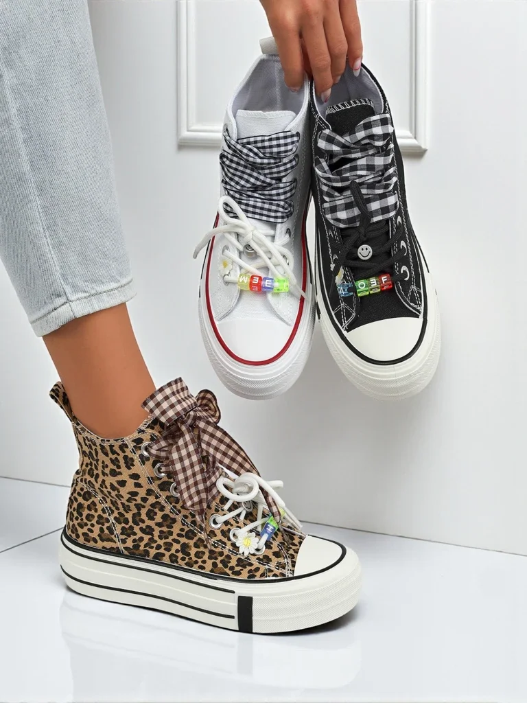 Дамски маратонки Leonora Leo кафяви на платформа – италиански стил, плат