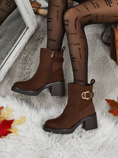 Дамски боти от еко велур на ток Solenya