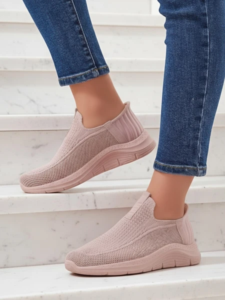 Дамски маратонки Apollo Rosa – розови обувки slip-on от плат с плоска подметка