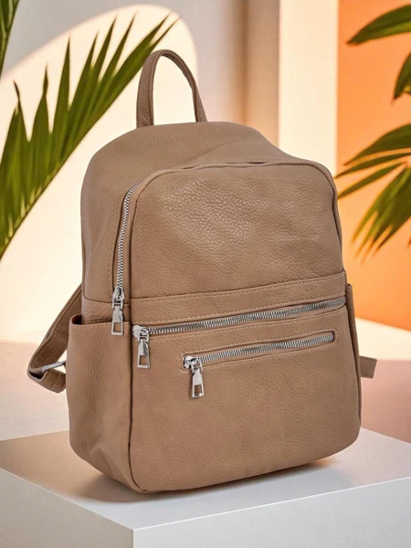 Дамска раница Aureliana Królewska Moda Светлокафява Еко кожа с цип