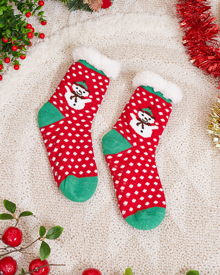 Червени дамски чорапи с коледна шарка - Бельо