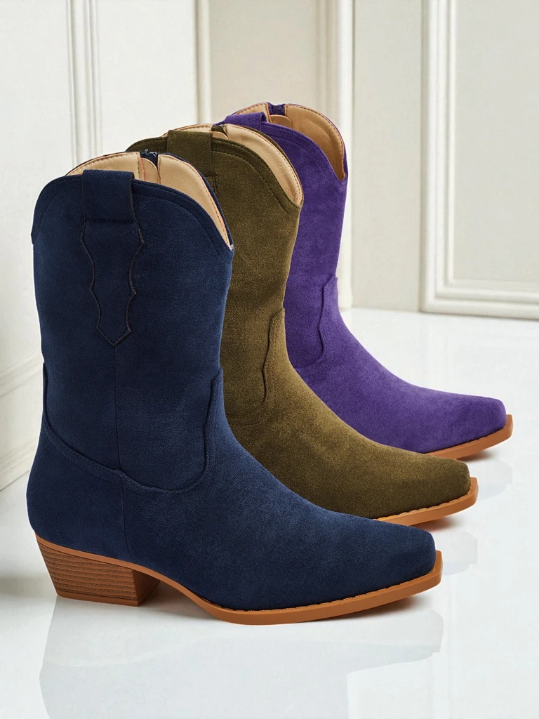 Дамски еко велурени каубойски ботуши SpireHush