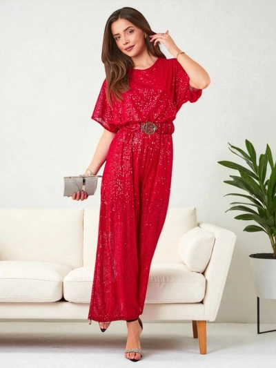 Дамски дълъг комбинезон Royalfashion с пайети