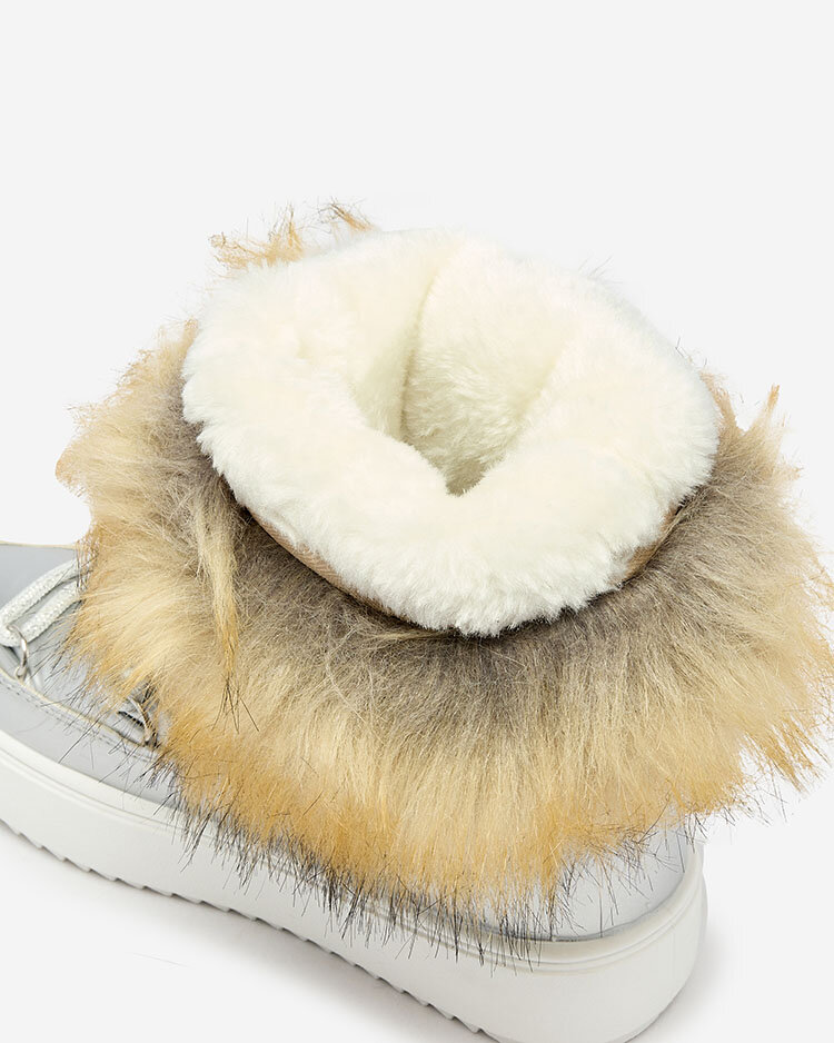 Royalfashion Детски обувки a'la с козина в сребристо Asika