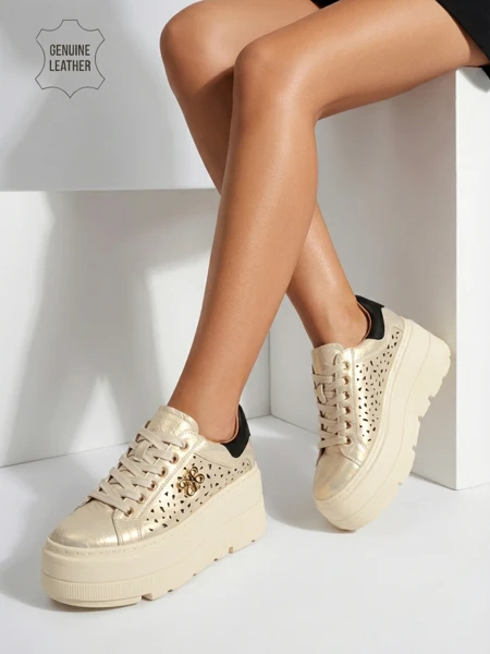 Ажурни дамски спортни сникърси от естествена кожа Atelle