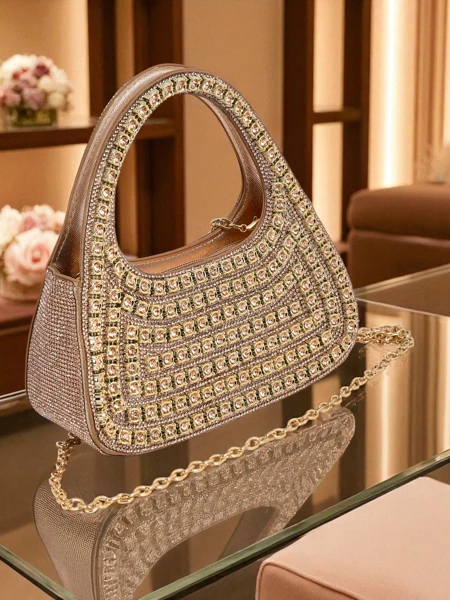 Royalfashion Дамска чанта тип плик с цирконии Myra Quill