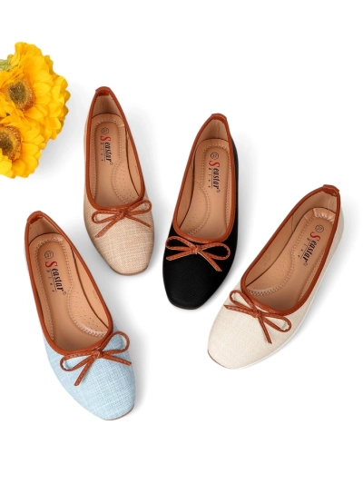 Royalfashion Дамски балерини с блестящи елементи и панделка Aramie