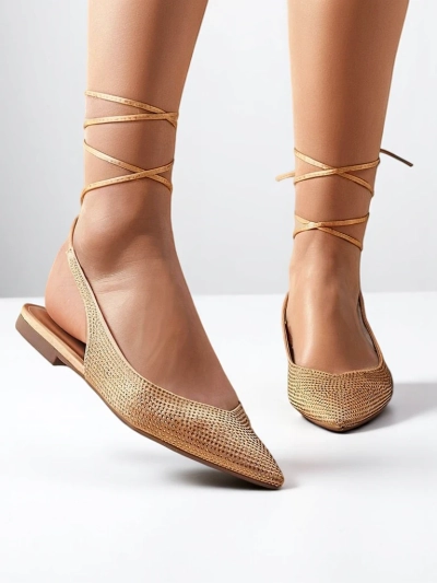 Royalfashion Женски балетни обувки с камъни без ток Daggas