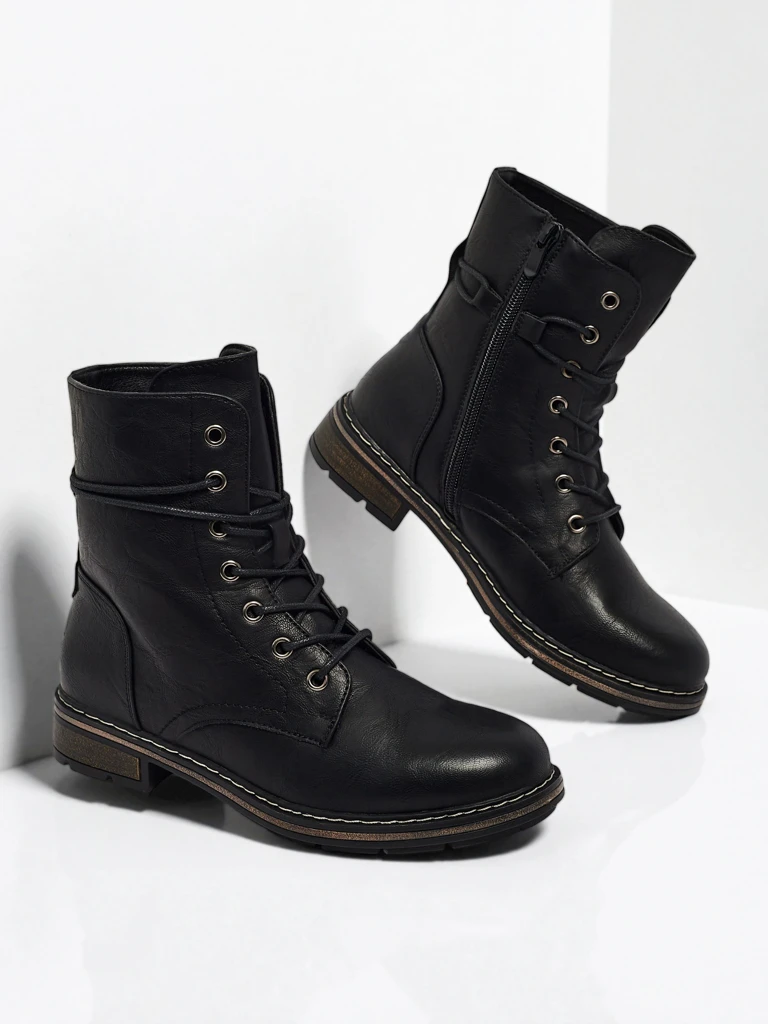 Дамски боти Ravonna от еко кожа с връзки