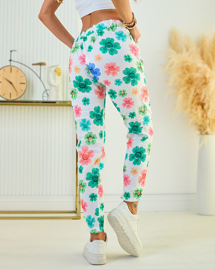 Royalfashion Дамски панталон от плат с флорални мотиви