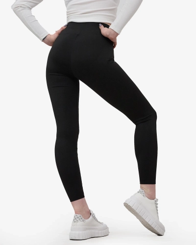 Дамски клинове с широк ластик в черно - Облекло