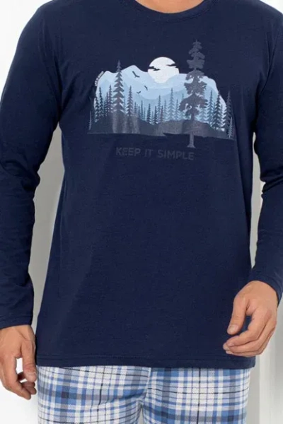 Royalfashion Мъжки памучни пижами с каре