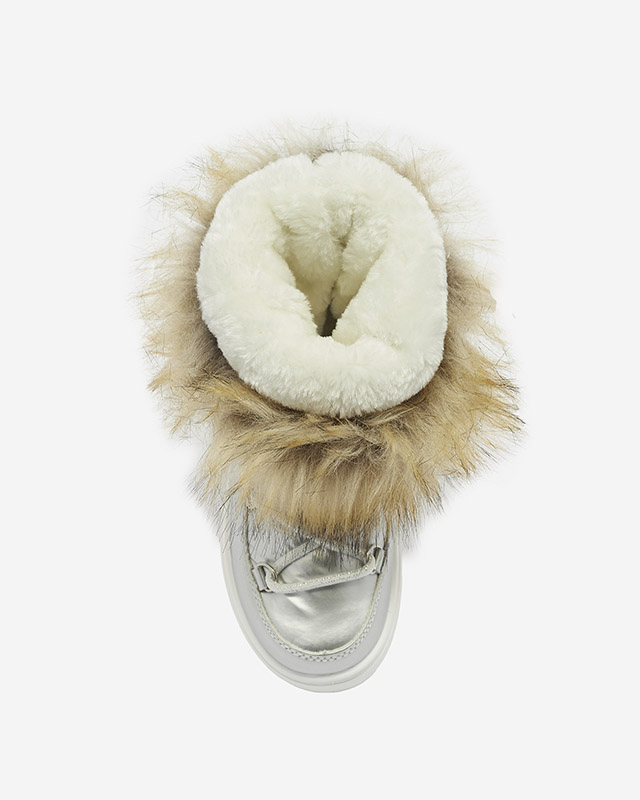 Сребристи детски обувки a'la с косъм Asika - Обувки