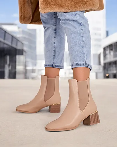 Дамски глезенови боти с нисък ток Royalfashion Eterra