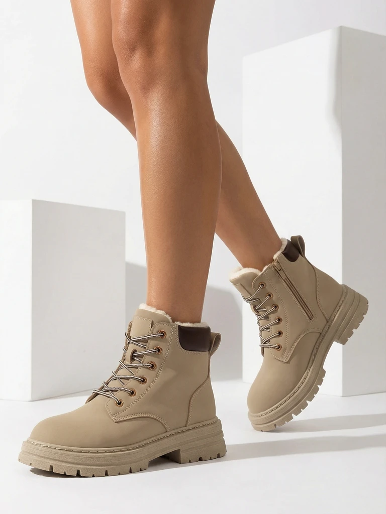 Royalfashion Сиво-кафяви дамски изолирани ботуши тип "трапер" Radoras