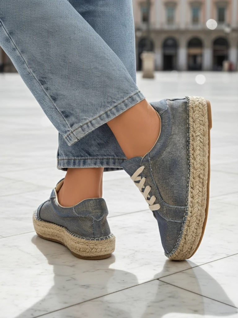 Aurelia Denim Espadrillos – дамски маратонки с плосък ток и плат