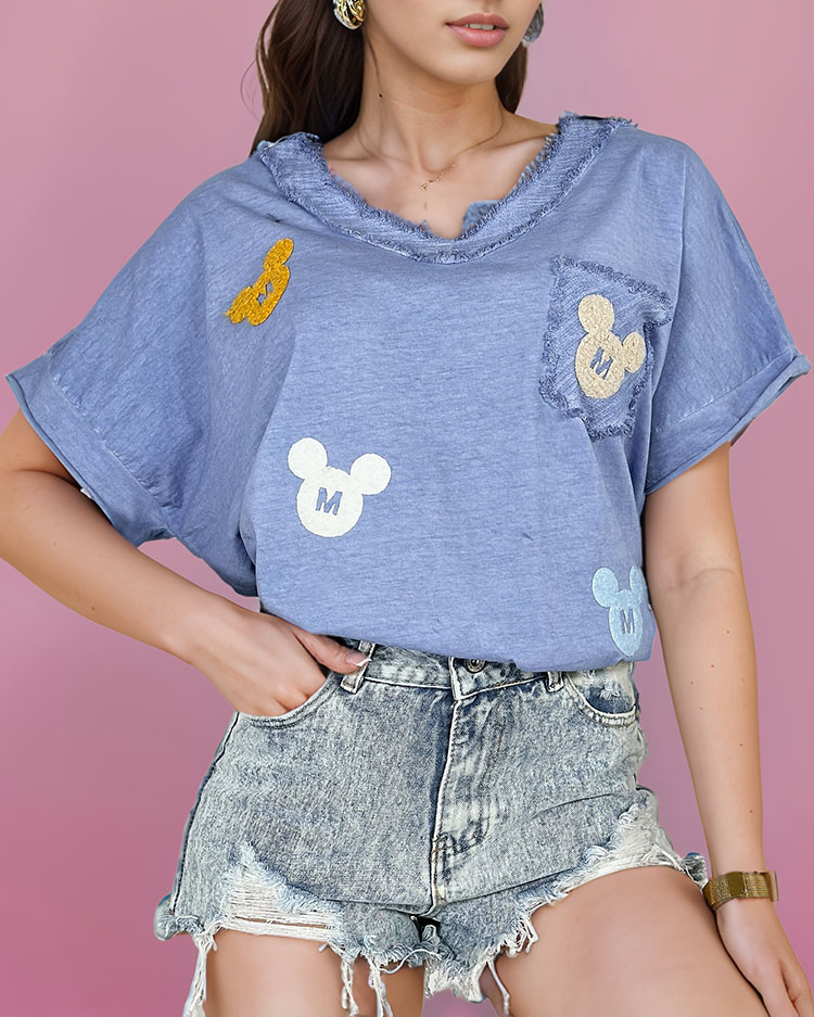 Royalfashion Дамска тениска с кръпки