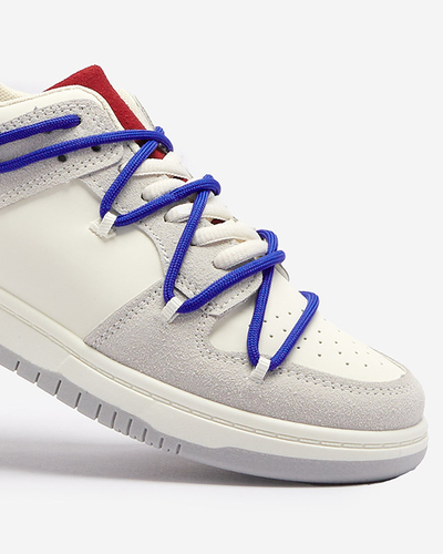 Дамски спортни маратонки в бяло-сиво с тъмносини връзки Olierinc - Обувки