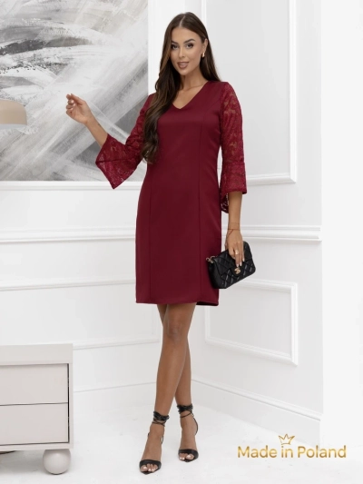 Дамска мини рокля с дантелени ръкави Livia Style