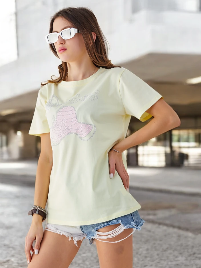 Royalfashion дамска памучна блуза с принт