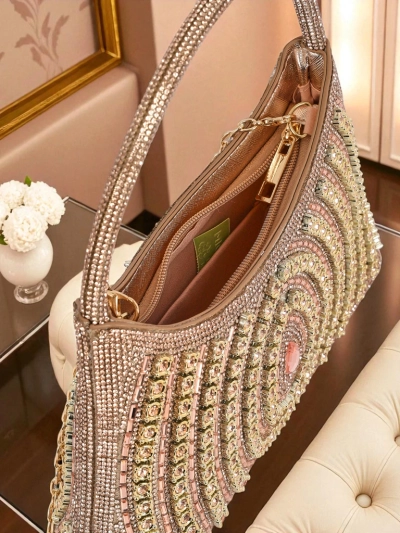 Royalfashion Дамска чанта тип клъч с цирконии Sova Glint