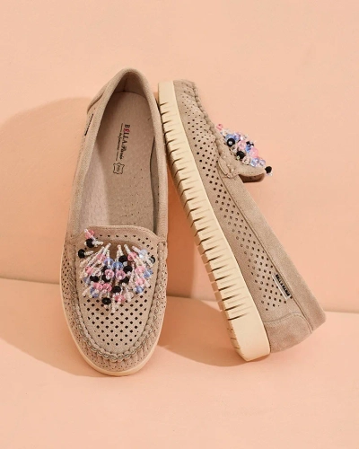 Royalfashion Дамски ажурни мокасини с мъниста Namis