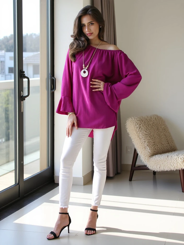 Royalfashion Женска блуза а'ла Испанска с волани