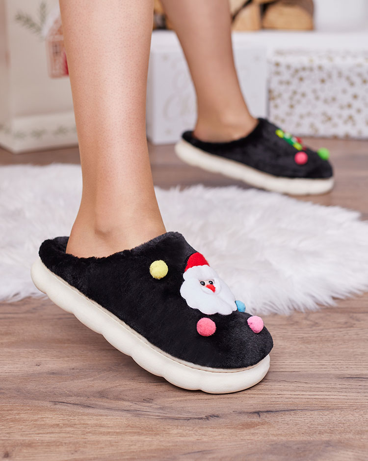 Royalfashion Коледни дамски чехли в черно Fertemse