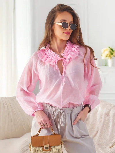 Royalfashion Прозрачна дамска риза с декоративна якичка