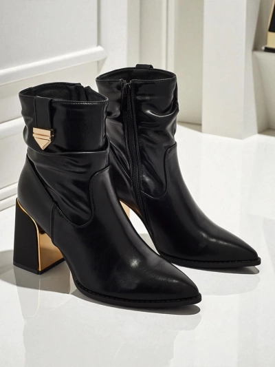 Дамски еко кожени боти на ток AshenPurl