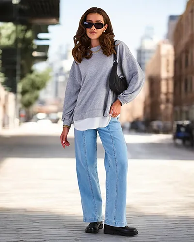 Royalfashion Дамски памучен тънък суитшърт