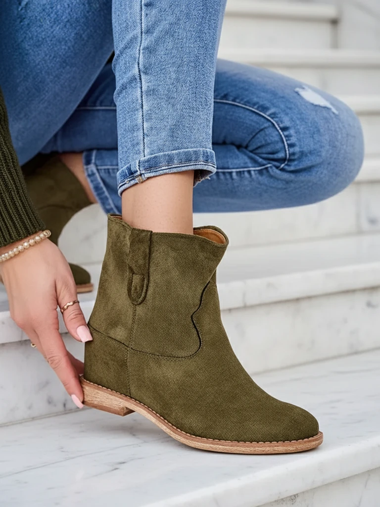 Royalfashion Ботуши в стил каубой на покрита клиновидна пета Patorias