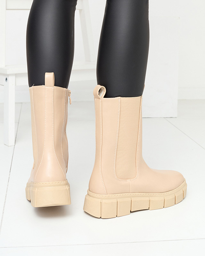 Дамски боти на платформа в бежово Couell - Обувки