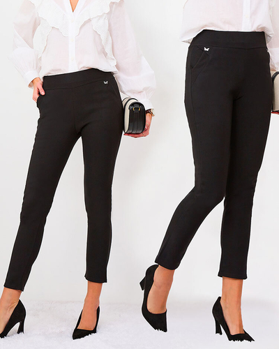 Royalfashion Черни дамски клинове от екокожа a'la bells