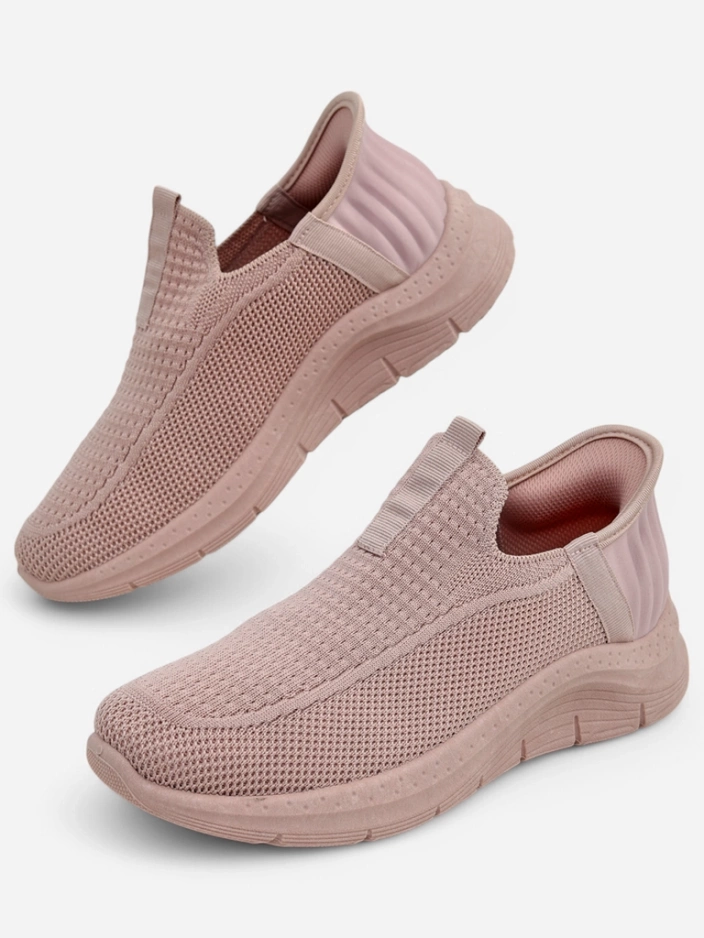 Дамски маратонки Apollo Rosa – розови обувки slip-on от плат с плоска подметка