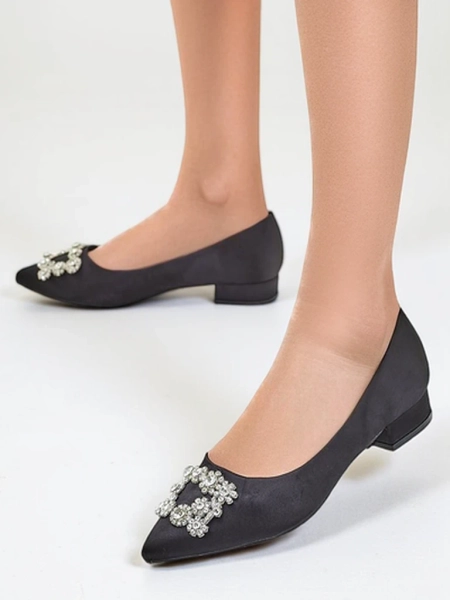 Royalfashion Женски балерини с подобен на сатен материал и катарама Legant
