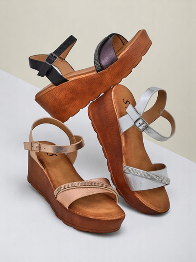 Роялфешън дамски сандали на платформа с кристали и блясък Aurora Glow