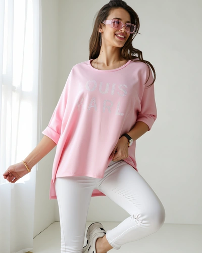 Royalfashion дамска блуза от вискоза с инкрустиции от камъчета