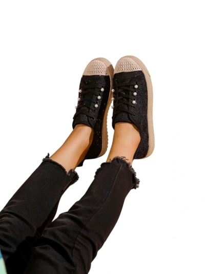 Royalfashion Дамски кецове от дантела с пайети Nille