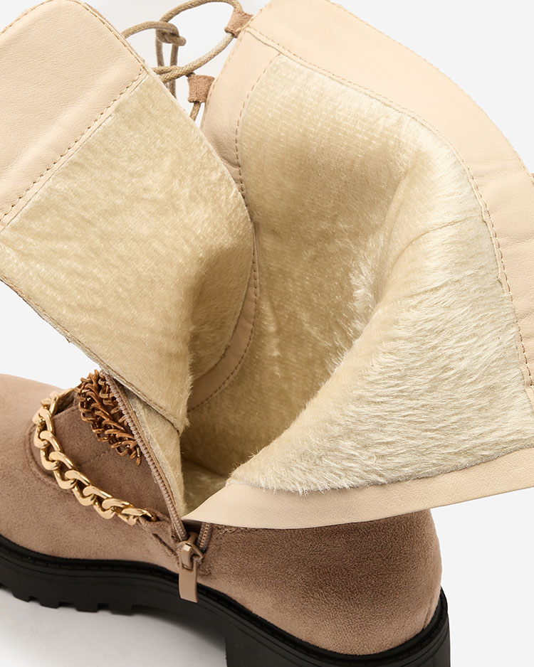 Royalfashion Дамски ботуши тип "багер" в светлокафяво Goserre