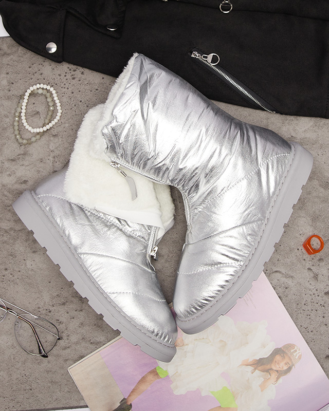 Сребристи дамски обувки a'la snow boots Tirigga- Footwear