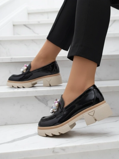 Livia Elegante - Черни луксозни мокасини на плосък ток